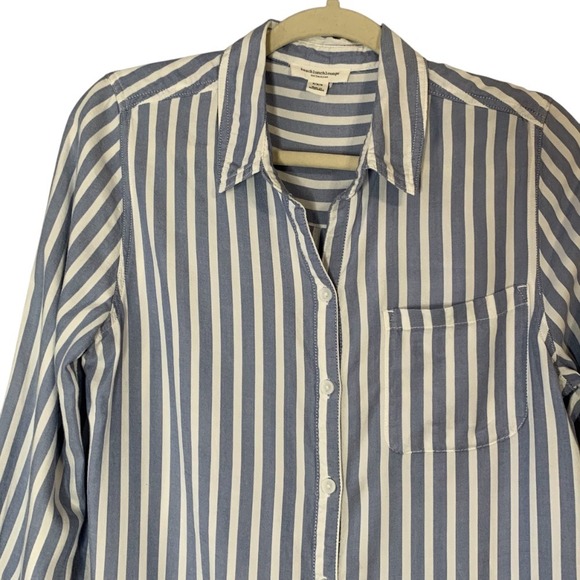 BeachLunchLounge Arielle Stripe Long Sleeve Lyocell Blend Button-Up Shirt Size M - Picture 4 of 10